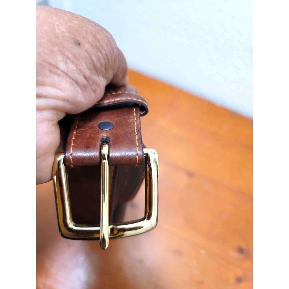 Brown‎ Men Leather Belt With Brass Buckle size 40